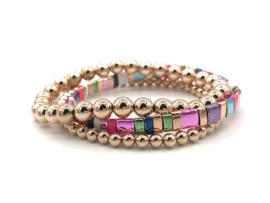 Armband Tila circus IV met rosé real gold plated balletjes en edelsteen