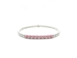 Armband Esila met Sterling zilveren balletjes en roze Swarovski pareltjes