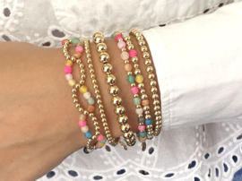 Armband Isa met real gold plated balletjes en matte agaat edelsteen