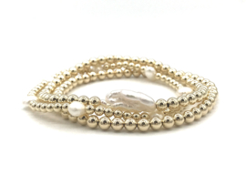 Armband Rees met biwa parel en real gold plated balletjes