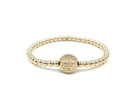 Armband lucky coin big met real gold plated balletjes