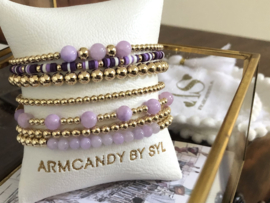 Armband Liselotte purple met real gold plated balletjes en gekleurde schijfjes