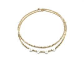 Ketting Love heart met real gold plated balletjes en luxe parelmoer hartjes