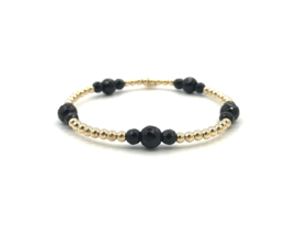 Armband Abigail met real gold plated balletjes en facet geslepen onyx