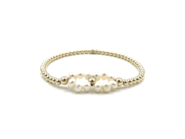 Armband Sena met real gold plated balletjes en zoetwaterparels