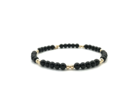 Armband Ellen met zwarte onyx edelsteen en real gold plated balletjes