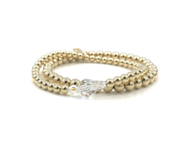 Armband Linn met real gold plated balletjes en Swarovski crystal