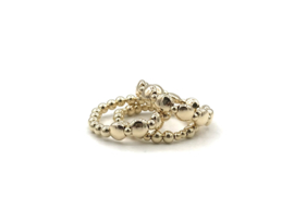 Stretch ring Giulia small met platte real gold plated balletjes