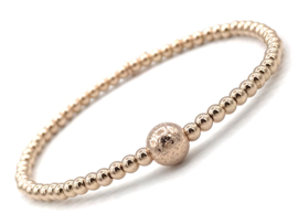 Armband Aya met rosé real gold plated balletjes en glitterbal