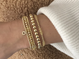 Armband Faylinn met gele chalcedoon en real gold plated balletjes