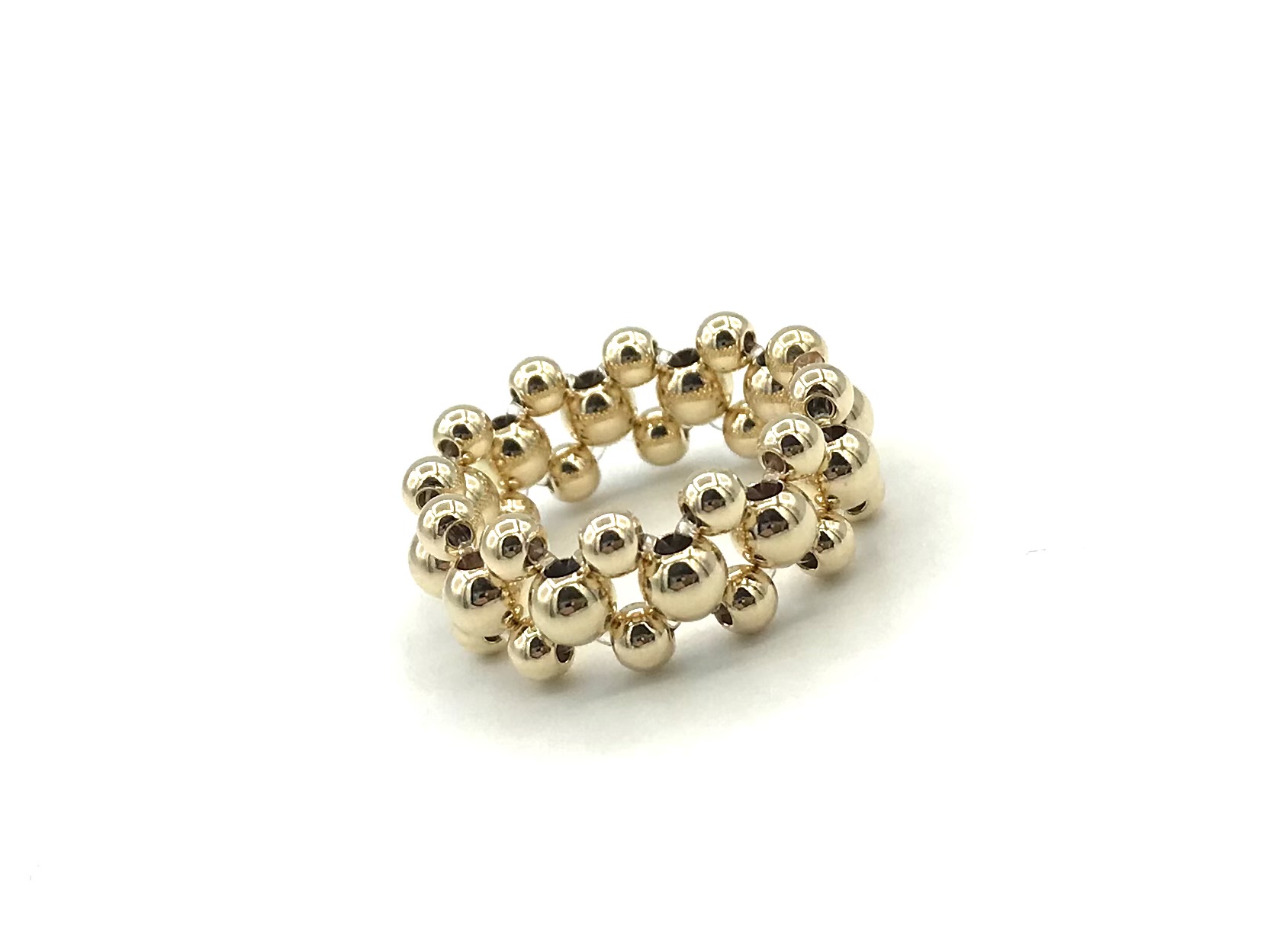 Stretch ring Zehra I met dubbele lagen real gold plated balletjes