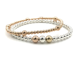 Armband Lily met Sterling zilveren, real gold plated- en rosé real gold plated balletjes