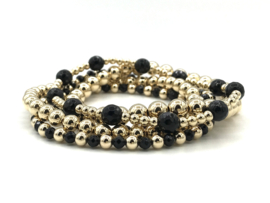 Armband Silke met real gold plated balletjes en facet geslepen onyx