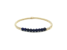 Armband Selena met real gold plated balletjes en Lapis Lazuli edelsteen