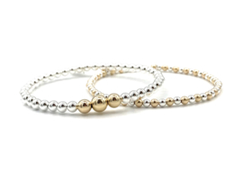 Armband Luna met real gold plated en Sterling zilveren balletjes