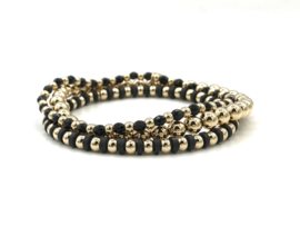 Armband Milana met real gold plated balletjes en zwarte schijfjes