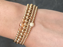 Armband Eliza met champagne kleurige kwarts en real gold plated balletjes