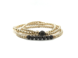 Armband Loes met real gold plated balletjes en bronzite edelsteen