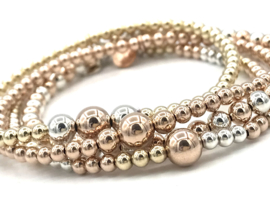 Armband Meryem met mixed colors zilver, gold- en rosé gold plated balletjes