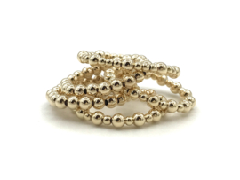 Stretch ring Koko met Sterling zilver en real gold plated balletjes