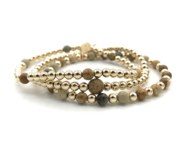 Armband Inaya met real gold plated balletjes en jasper edelsteen