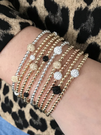 Armband Zoë met real gold plated balletje en zwart Swarovski crystal