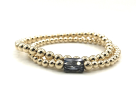 Armband Silver Night met Swarovski crystal en real gold plated balletjes