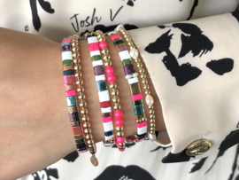 Armband Tila circus IV met rosé real gold plated balletjes en edelsteen