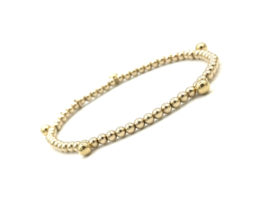 Armband Beau met 4 mm real gold plated hangende balletjes