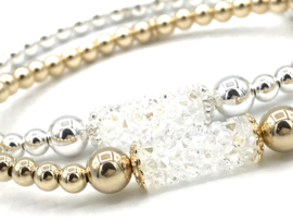 Armband Nour met real gold plated balletjes en Swarovski crystal