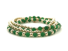 Armband Nina green met real gold plated balletjes en jade edelsteen