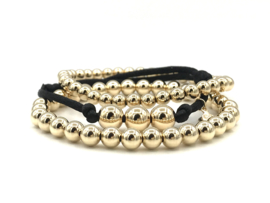 Armband Silk zwart met real gold plated balletjes op satijnkoord