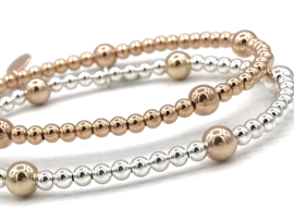 Armband Kiki met Sterling zilveren, real gold plated- en rosé real gold plated  balletjes