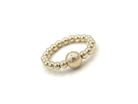 Stretch ring Marbette met glitterbal en real gold plated balletjes
