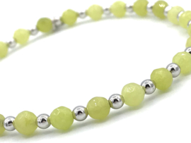 Armband Daphne met gele jade edelsteen en 925 Sterling zilveren balletjes