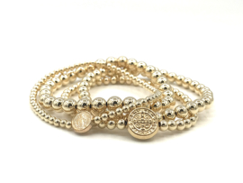 Armband lucky coin small met real gold plated balletjes