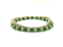 Armband Nina green met real gold plated balletjes en jade edelsteen