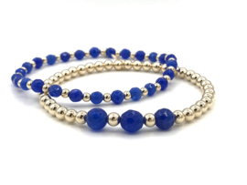 Armband Caren met blauwe Lapis Lazuli edelsteen en real gold plated balletjes