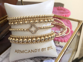 Armband Babet met klavertje van Zirkonia en real gold plated balletjes