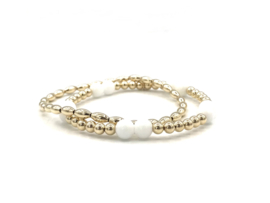 Armband Babette met witte jade edelsteen en real gold plated balletjes