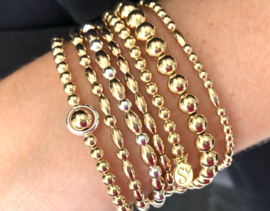 Armband Lisanne met real gold plated ovale en ronde balletjes