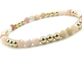 Armband Marjolein met real gold plated bolletjes en facet geslepen agaat edelsteen