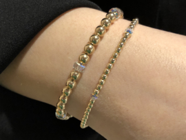 Armband Sammie met real gold plated balletjes en Swarovski crystal