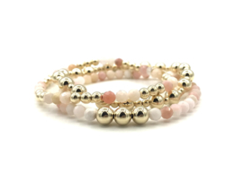 Armband Marjolein met real gold plated bolletjes en facet geslepen agaat edelsteen