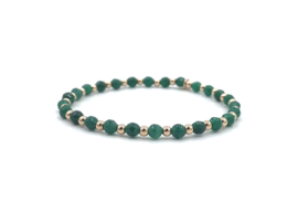 Armband Amina met groene jade edelsteen en rosé real gold plated balletjes