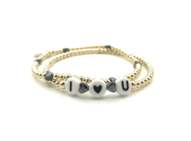 Armband I LOVE YOU met real gold plated balletjes