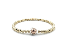 Armband Hart met Sterling zilveren hartje en real gold plated balletjes