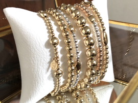 Armband Florine met platte ovale en ronde real gold plated balletjes