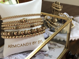 Armband Imke met real gold plated balletjes en picture jasper edelsteen