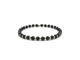 Armband Fiene met real gold plated balletjes en zwarte onyx edelsteen